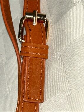 Rust Faux Leather Shoulder Strap with Gold Chains